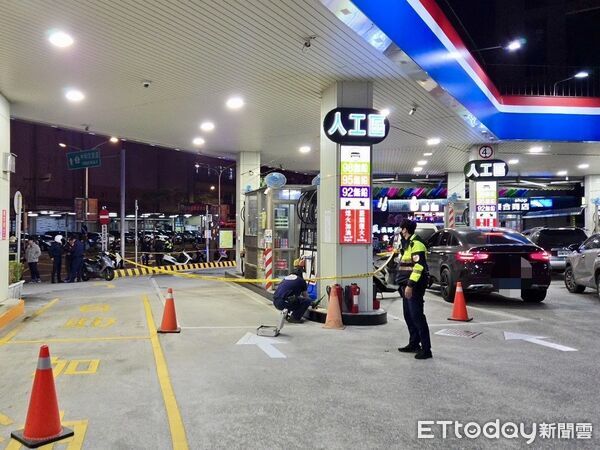 ▲林男衝進加油站縱火，又攻擊前來救援的警消人員遭到壓制。（圖／記者陸運陞翻攝）