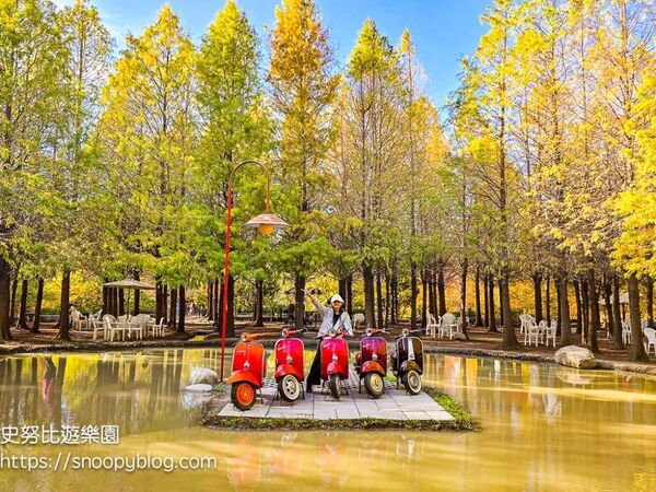 ▲▼台中泰安「羽粼落羽松」，水中步道、愛之鐘，彷彿走進歐洲森林。（圖／部落客史努比提供）