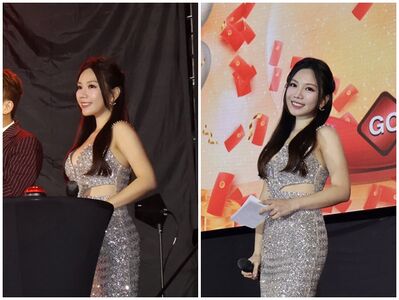 蔡尚樺主持尾牙穿超辣！「低胸包不住上圍」側邊挖空⋯一轉身被看光