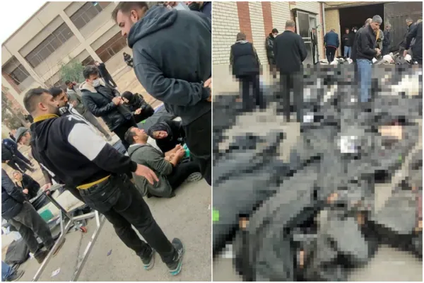 ▲▼ 伊朗示威，德黑蘭卡里扎克（Kahrizak）法醫中心外的地上排滿以黑色屍袋包裹的屍體。（圖／路透）