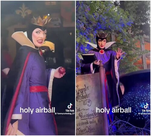 莎賓娜在迪士尼樂園扮《白雪公主》中的壞皇后多年，以銳利眼神和浮誇表情聞名。（翻攝sabrinavonb TikTok）