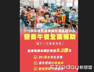 快訊／屏東也跟進高國中小免費營養午餐！5萬學生受惠