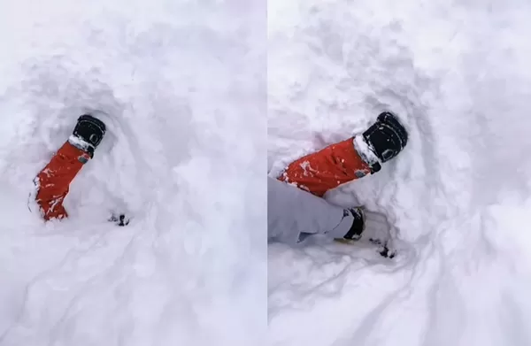 雪地冒出神秘手臂　滑雪男驚見「活埋現場」急挖50公分厚雪救人。（圖／翻攝自instagram／matteozilla）