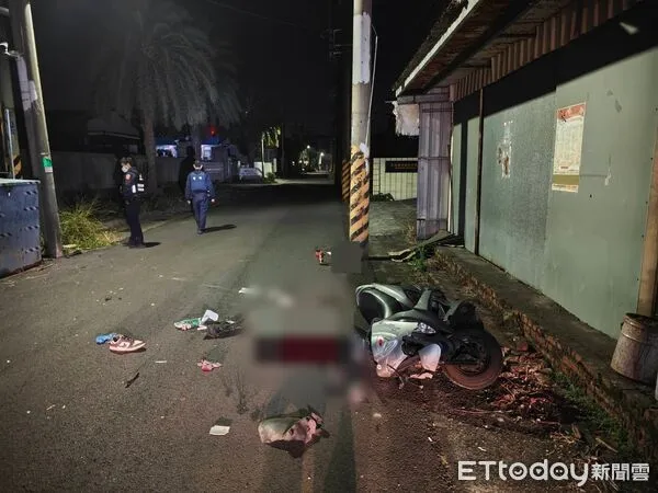 ▲台南市永康區龍中街30巷14日深夜發生機車自撞事故，阮姓外籍移工送醫搶救仍不治。（民眾提供）