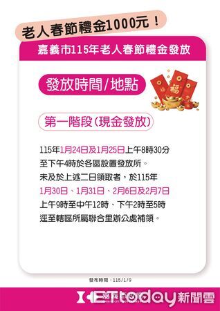 ▲▼   嘉義市115年老人春節禮金發放 領取方式這邊看  。（圖／嘉義市政府提供）
