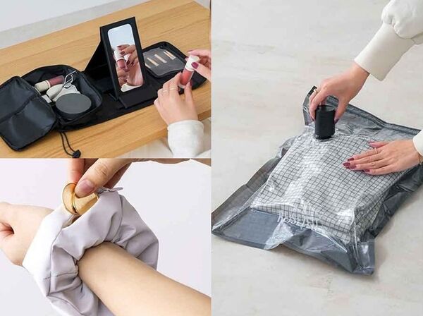 日本3COINS旅行好物新品推薦！行李壓縮器＋壓縮袋、防偷髮圈必收