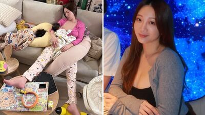 《黑澀會》女星邊睡邊哺乳！「二寶生活照」超真實：每天都這樣奮戰