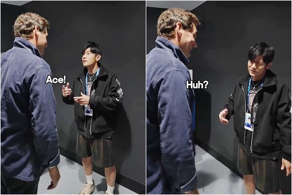 ▲▼費德勒看到ACE球大笑「你怎麼沒反應」　周杰倫秒變臉：好糗。（圖／翻攝澳網Instagram）