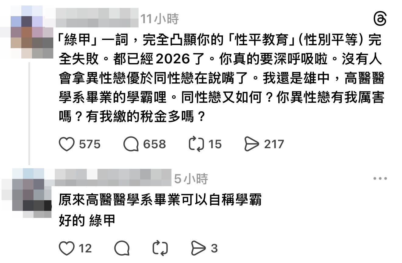 ▲重考5次醫大生嗆「兒科是剩科」被炎上，失言紀錄遭挖出。（圖／翻攝自Threads）