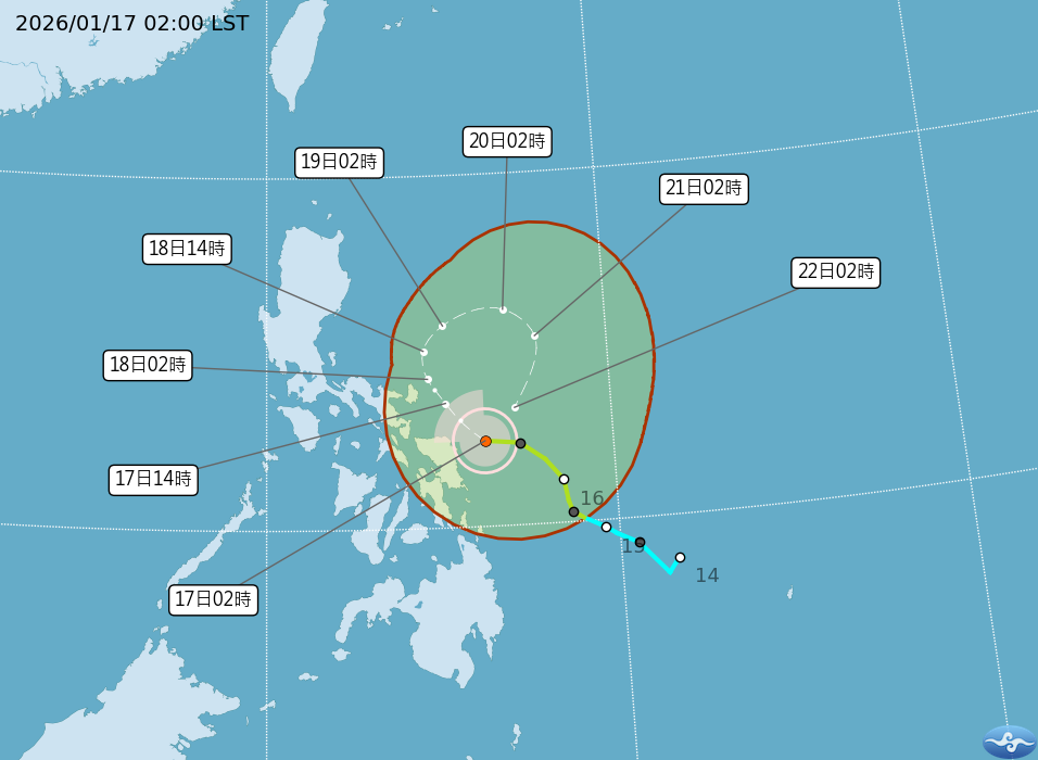 ▲▼潛勢路徑圖。（圖／中央氣象署）