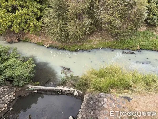 ▲▼高雄濕地公園驚現「整條牛奶河」　環保局急檢測追原因    。（圖／記者吳奕靖翻攝）