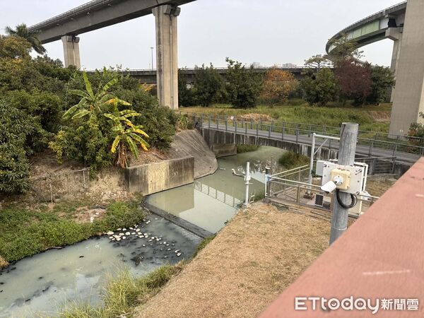 ▲▼高雄濕地公園驚現「整條牛奶河」　環保局急檢測追原因    。（圖／記者吳奕靖翻攝）
