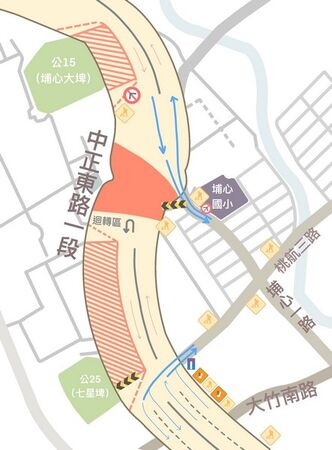 ▲大園區中正東路部分路段1/19日起全線封閉
