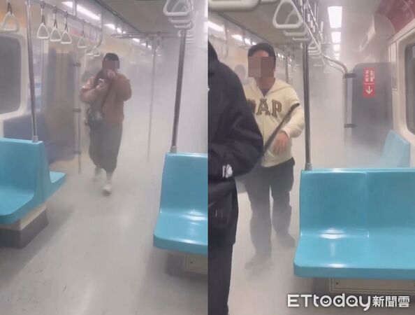 ▲北捷板橋站列車16日晚間冒出大量白煙。（圖／民眾提供）