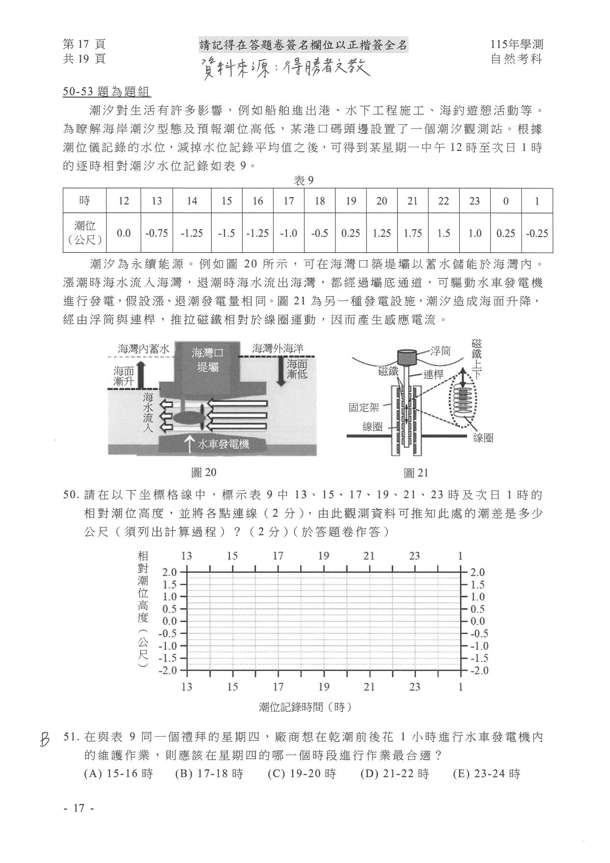 ▲得勝者文教提供自然試題參考解答。（圖／得勝者文教提供）