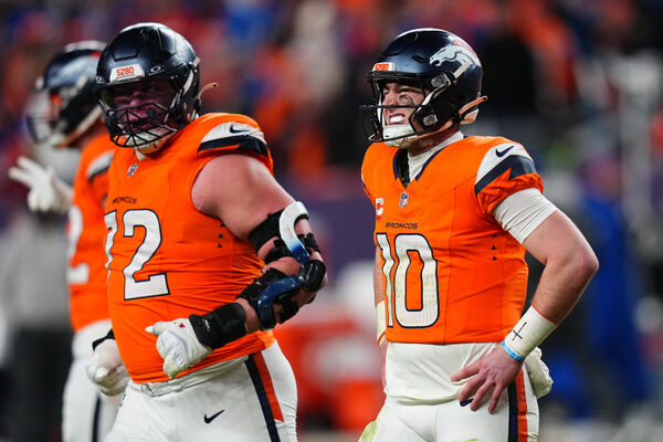 ▲丹佛野馬時隔10年首度重返分區決賽，但卻折損核心四分衛尼克斯（Bo Nix）。（圖／達志影像／美聯社）