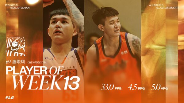 ▲「夜王」盧峻翔奪下2025-26球季第13週單週最佳球員。（圖／PLG提供）