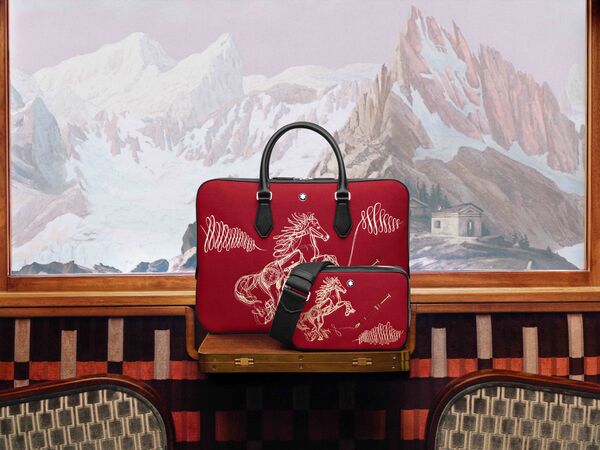 萬寶龍公事包上駿馬奔騰　8字祥雲祝福一路發