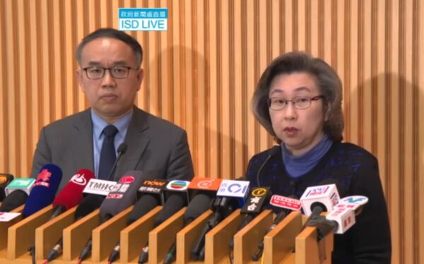 ▲▼港府買到冒牌飲用水，香港公務員事務局局長楊何蓓茵公布調查報告。（圖／翻攝港府新聞處）