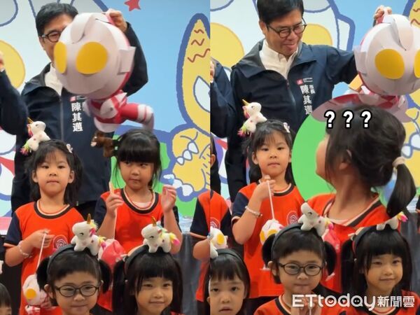 ▲▼ 開箱小提燈玩太瘋！陳其邁慘遭小妹妹狠瞪　俏皮吐舌畫面笑翻。（圖／Threads ／fangsss__ 授權提供）