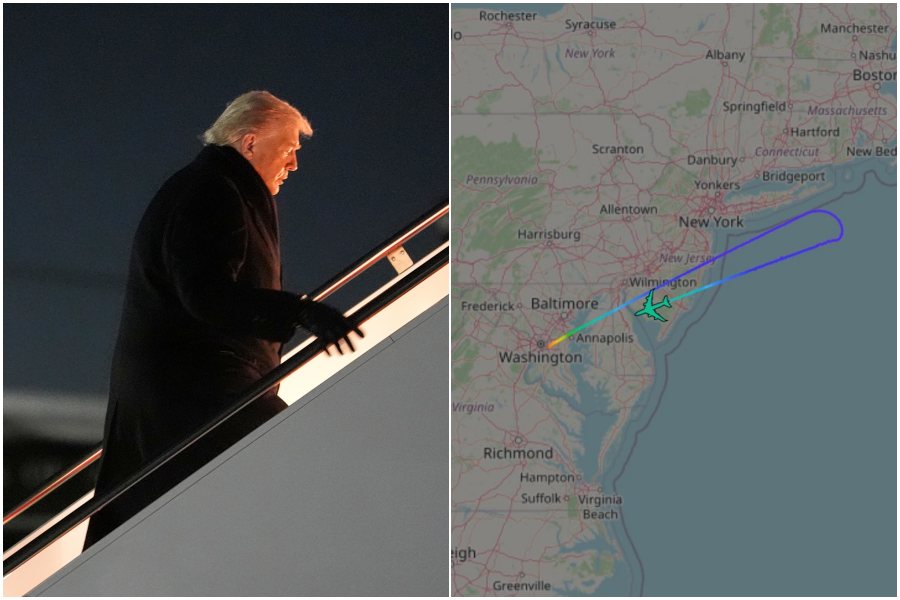 ▲▼ 川普搭乘的空中一號因故障返航。（圖／達志影像／美聯社、翻攝自X）