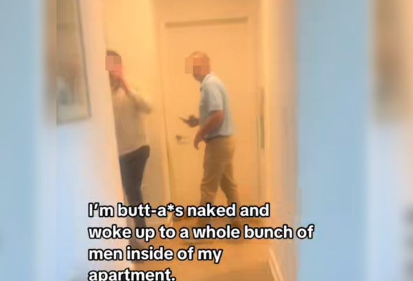 全裸在家休息「2裝修工突然闖進來」　女暴怒：為什麼可以開門。（圖／翻攝自TikTok／joliebeky）