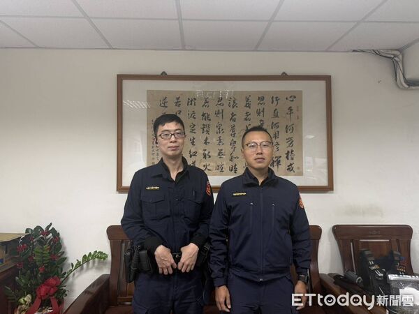 ▲▼   光明派出所巡佐温振鴻及警員郭韋辰           。（圖／記者黃宥寧翻攝）