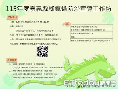 搶救生態！嘉義招募80人參與綠鬣蜥移除行動