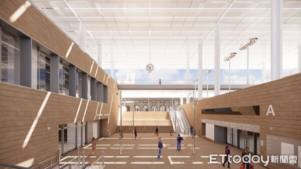 ▲▼台鐵台南站以古蹟車站作為後站端景，大屋頂以薄膜天花過濾自然光宛如美術館般提升整體空間光影質感。（圖／鐵道局提供）