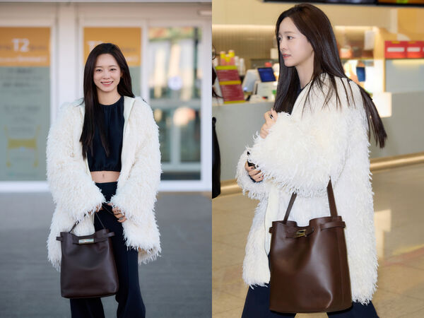 金世正來台機場造型仙又颯！Longchamp水桶包搭毛外套展現法式氣質
