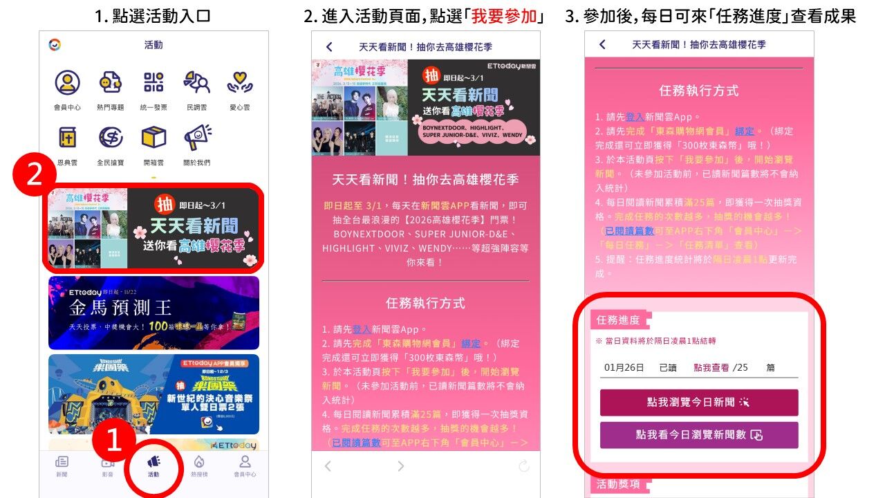 ▲快來參加《天天看新聞！抽你去高雄櫻花季》活動，就有機會去最浪漫的高雄櫻花季。（圖／活動小組）