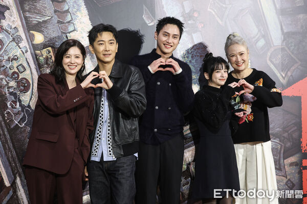 ▲林予晞、施名帥、范少勳、陳姸霏出席《凶宅專賣店》媒體茶敘。（圖／記者林敬旻攝）