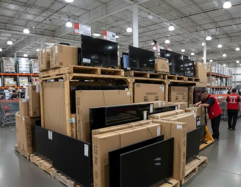 ▲▼美國Costco電視常被退貨，除了有人買完後悔，更大的原因是退貨政策太寬鬆。（AI協作圖／記者董美琪製作，經編輯審核）