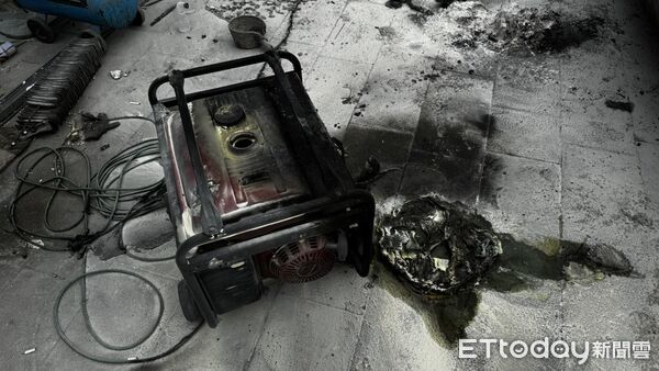 ▲▼起火的一部發電機。（圖／吳世龍翻攝）