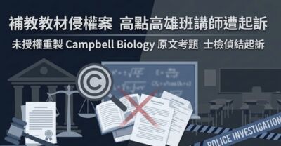 快訊／高點補教驚爆侵權！重製生物考題供學生使用...講師遭起訴