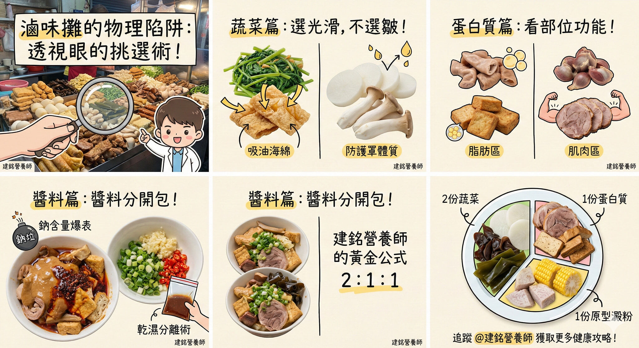 ▲▼夾青菜＝喝油！滷味攤「內行人3吃法」曝：選滑不選皺。（圖／營養師曾建銘授權提供）