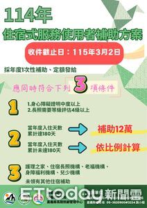 嘉義縣住宿長照補助最高12萬　申請截止3月2日
