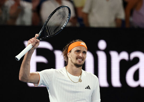 ▲茲韋列夫（Alexander Zverev）澳網8強交手年僅20歲的美國黑馬新星田勒納（Learner Tien）。（圖／路透）
