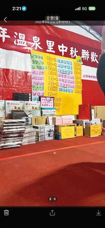 許智全要求廠商捐錢贊助里民活動，但有里民反映買的禮品頗為廉價。（讀者提供）