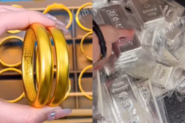 ▲女子賣出300g金手鐲、20多條銀條。（圖／翻攝自微博）