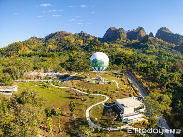 ▲九九峰氦氣球組裝完成，外型29日搶先曝光。（圖／南投縣政府提供）