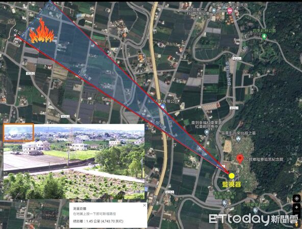 ▲苗栗縣環保局增設AI煙霧辨識系統，偵測範圍約1公里，快速掌握違規情形後依法告發。（圖／苗栗縣環保局提供）