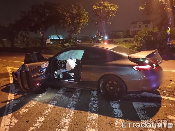 ▲警車圍捕酒駕拒檢賓士轎車，警車因未開警鳴器、闖紅燈，判准國賠賓士車，酒駕男不滿上訴。（圖／記者楊永盛翻攝）