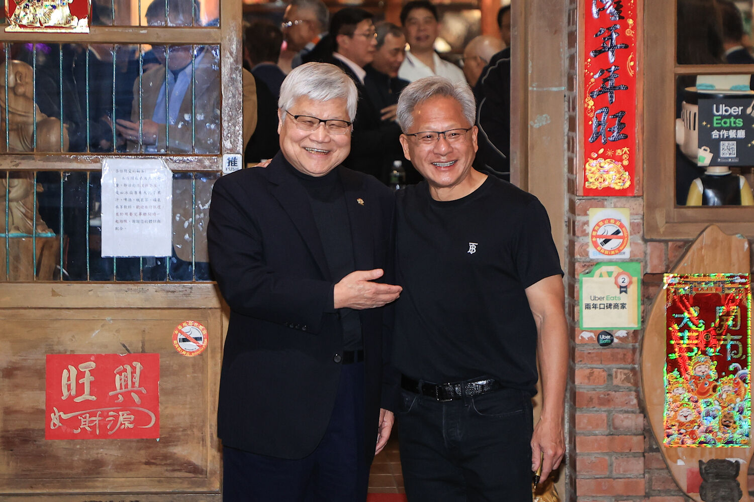 ▲黃仁勳、魏哲家出席磚窯兆元宴餐敘，。（圖／記者林敬旻攝）