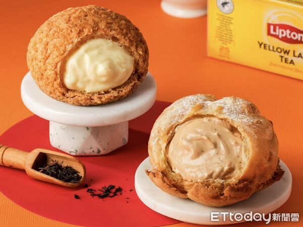 ▲▼beard papa&rsquo;s2月攜手Lipton立頓推出「立頓奶茶泡芙」，雙連概念店則有限定「新春祝福耶克」。（圖／beard papa&rsquo;s提供）