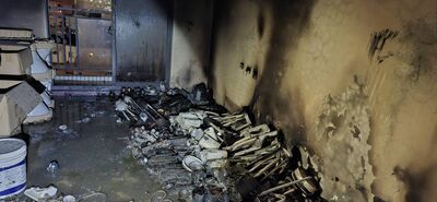 彰化15樓工地深夜起火！倉庫燒成焦黑　囤放燈具紙箱釀禍