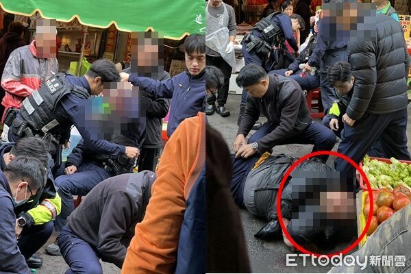 快訊/南苗市場隨機殺人現場曝!警頭遭砍血流滿面 兇嫌中槍倒地