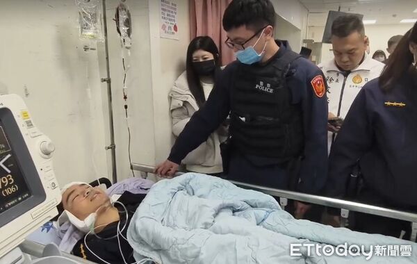 ▲苗栗市南苗市場持刀攻擊警員案，朱姓警員頭中2刀，縫合搶救後傷勢穩定。（圖／記者楊永盛翻攝）