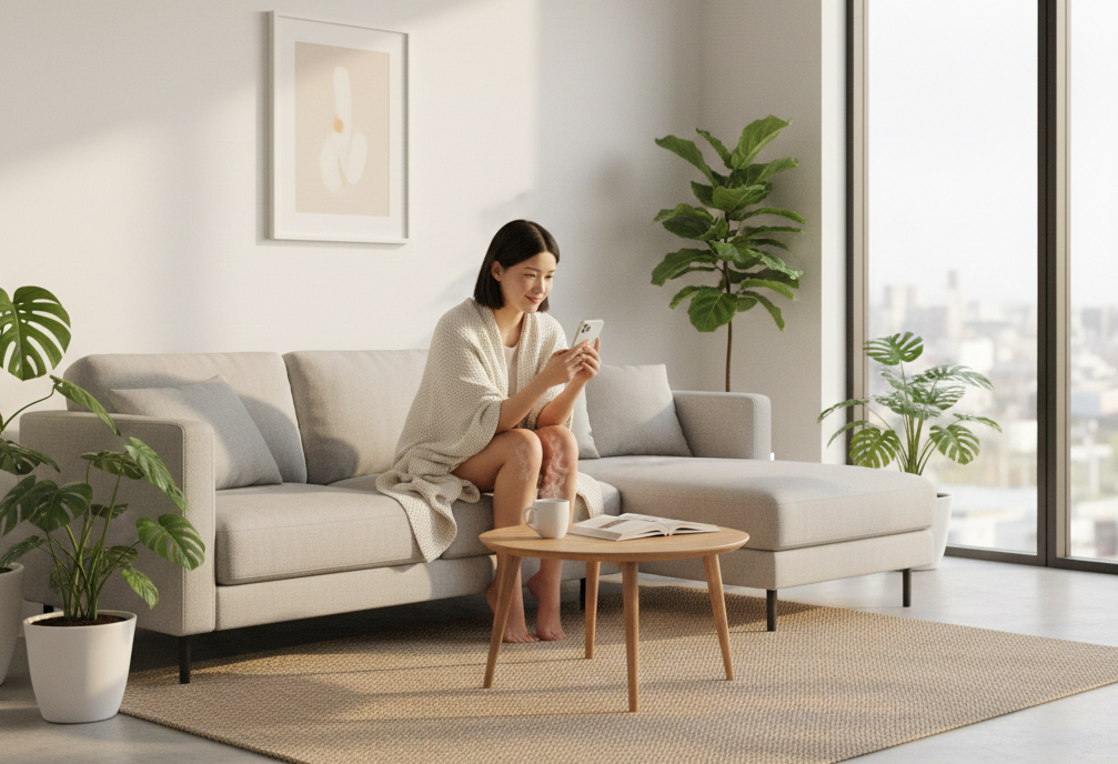 ▲居家,女性,整理,滑手機。（AI協作圖／記者蔡惠如製作，經編輯審核）