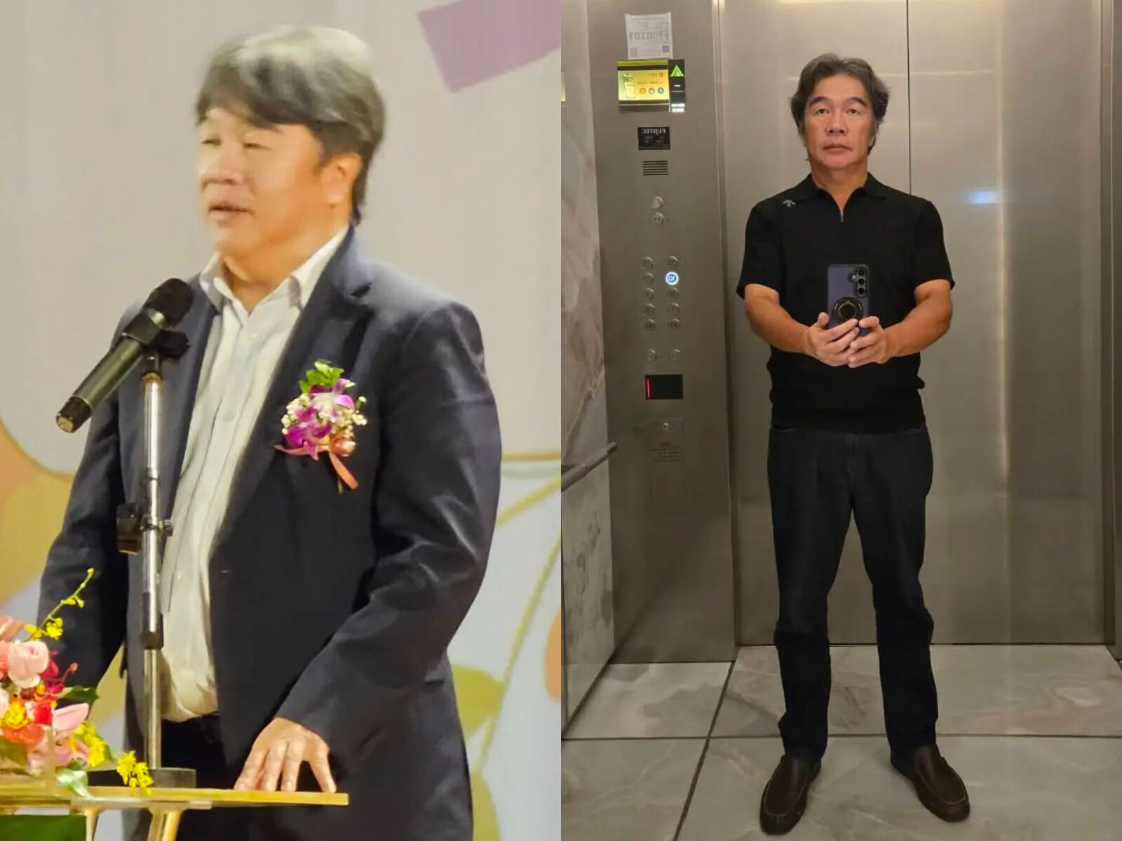 ▲驚人對比！王必勝「1年瘦16kg」血壓藥不用吃了　曝有趣副作用。（圖／取自王必勝臉書）